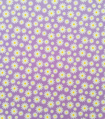 Purple Daisies Jersey Knit Fabric by POP!