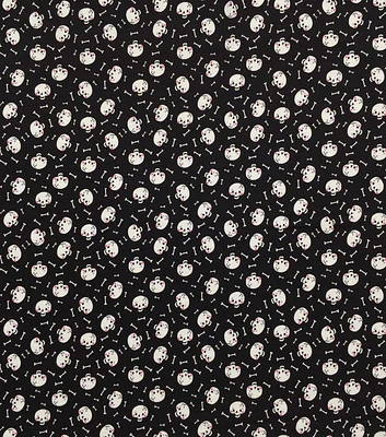 Skull Bones on Black Halloween Jersey Knit Fabric by POP!