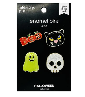 4ct Halloween Boo Cat Ghost Skull Enamel Pins