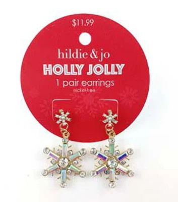 2" Christmas Silver Snowflake Earrings by hildie & jo