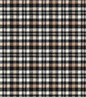 Alex Taupe & Black Plaid Super Snuggle Flannel Fabric