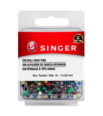 SINGER Size 16 Steel Ball Head Straight Pins 200ct