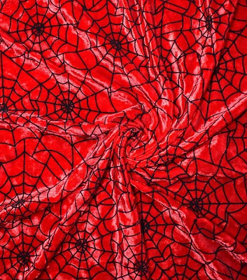 The Witching Hour Red Velvet With Black Spiderweb Fabric