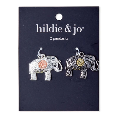 2ct Silver Gear Accent Elephant Pendants by hildie & jo