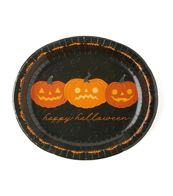 12" Halloween Jack O Lantern Paper Oval Plates 8pk by Place & Time