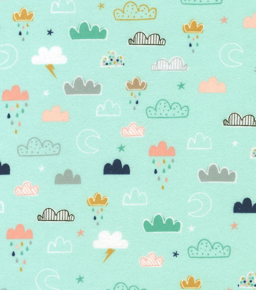 Robert Kaufman Clouds on Blue Nursery Flannel Fabric