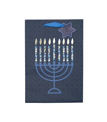 7" X 10" Hanukkah Menorah On Blue Gift Bag by Place & Time