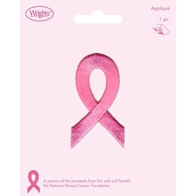 Wrights Pink Ribbon Iron On Patch