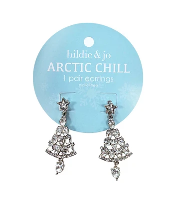 1ct Christmas Silver Glitzy Tree Earrings by hildie & jo