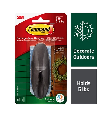 Command 5lbs Outdoor Metallic Bronze Hook & Strips 3ct