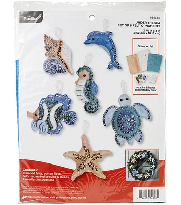 Bucilla 4" Under the Sea Felt Ornament Applique Kit 6ct