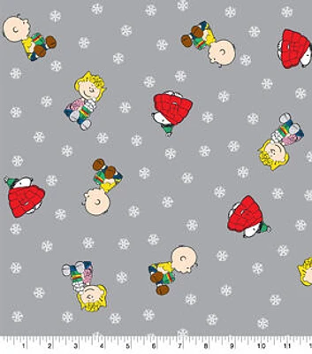 Peanuts Stay Warm Christmas Cotton Fabric