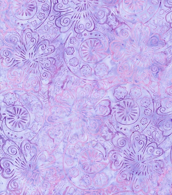 Hi Fashion Lilac And Pink Swirls On Light Purple Batik Cotton Fabric