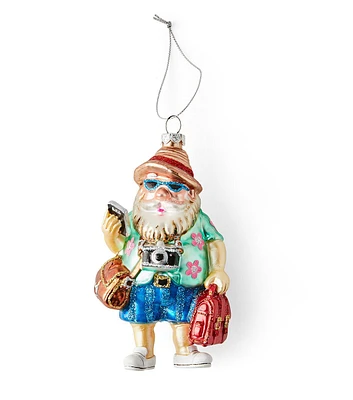 5" Christmas Tourist Santa Glass Ornament by Place & Time