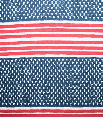 Red & Blue Flag Stripe Patriotic Cotton Fabric