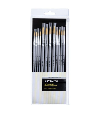 12ct Long Handle Synthetic Round Brushes by Artsmith