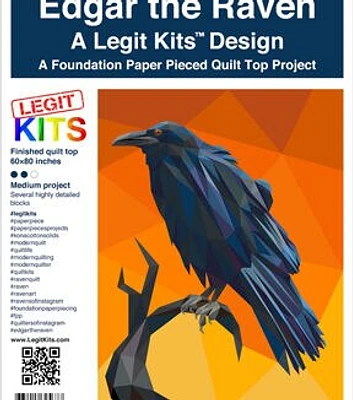 Legit Kits Edgar the Raven Foundation Paper Pieced Quilt Top Kit