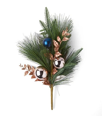 20" Christmas Pine Leaves With Bauble Bush by Bloom Room