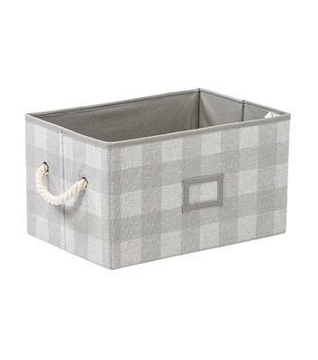 Honey Can Do 14.5" Gray Plaid Fabric Storage Bins With Handles 3pk