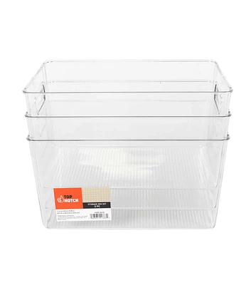 11" Clear Plastic Storage Bins 3pk by Top Notch