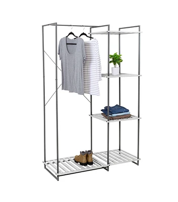 Honey Can Do 68" Gray Metal Freestanding Open Closet With 4 Shelves