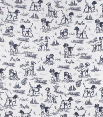 Hunting Dogs on White Anti Pill Fleece Fabric