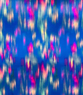 True Blue Blurred Shiny Charmeuse Fabric