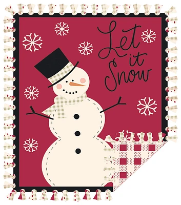 72" Wide Red Let It Snow No Sew Fleece Blanket by Place & Time