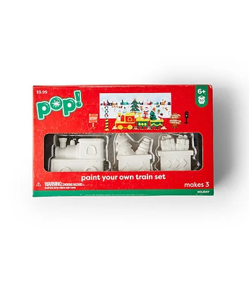 15.5" Christmas Paint Your Own Train Set With Paint & Brush by POP!