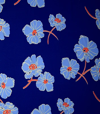 Draper James Floral on Blue Double Brush Knit Fabric