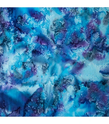 Oil Spill Blue Blender Batik Cotton Fabric