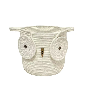 12" White Owl Soft Woven Basket by Place & Time