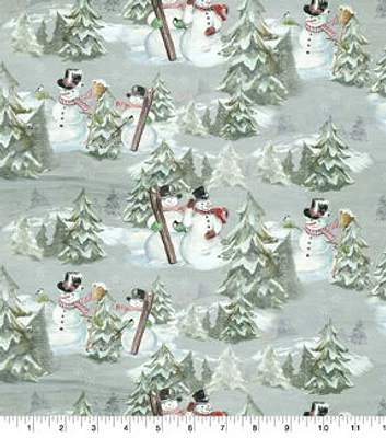 Green Winter Fun Christmas Cotton Fabric