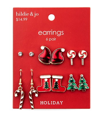 6ct Christmas Candies & Santa Hat Earrings by hildie & jo