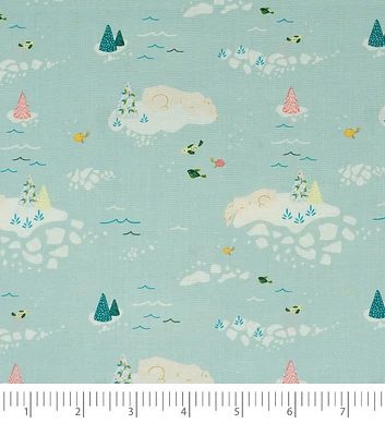 Singer Clouds on Blue Christmas Cotton Fabric