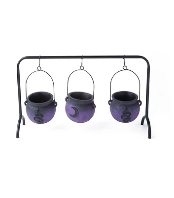 17" Halloween Purple Iron Hanging Cauldrons 3pc by Place & Time