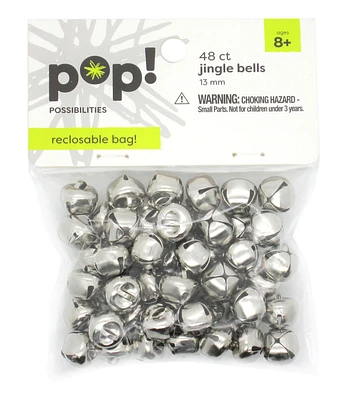 13mm Silver Jingle Bells 48pk by POP!