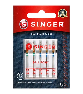 SINGER 70/10 & 80/12 Ball Point Sewing Machine Needles 5ct