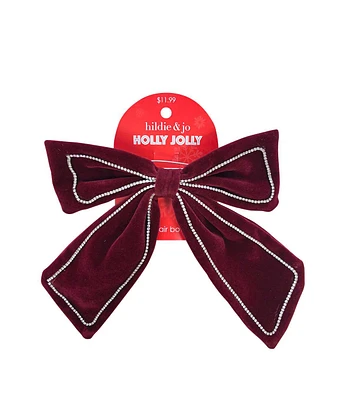 1ct Christmas Red Rhinestone Lined Hair Bow by hildie & jo