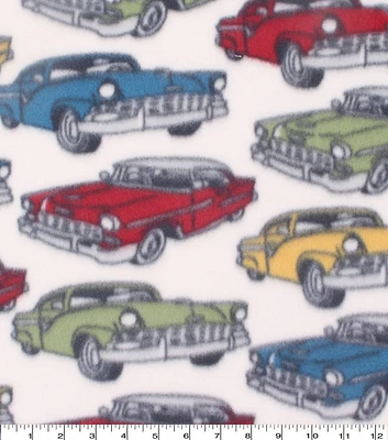 Blizzard Fleece Fabric Classic Cars