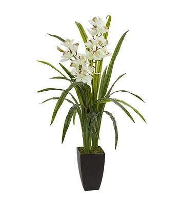 Nearly Natural 39" White Cymbidium Orchid Artificial Plant