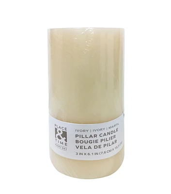 3" x 6" 3 Wick Unscented Poured Pillar Candle by Place & Time