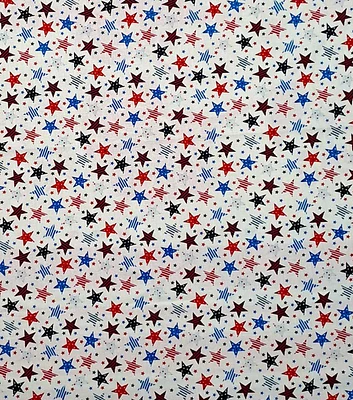 Stars & Stripes on White Patriotic Cotton Fabric