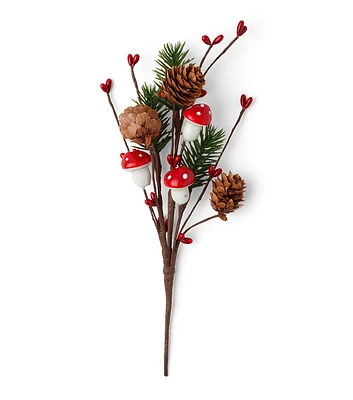 10" Christmas Red Mushrooms & Pine Pick I56 by Bloom Room