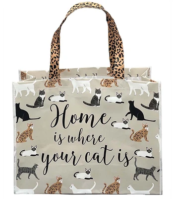 17" Home Is Where Your Cat Is Go Green Reusable Tote Bag