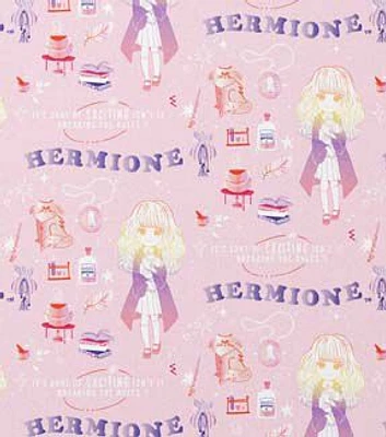 Harry Potter Soft Magic Hermione on Pink Cotton Fabric