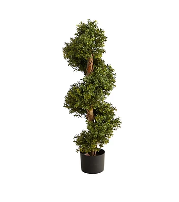 Nearly Natural 33" Indoor Outdoor Boxwood Topiary Spiral Artificial Tree