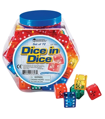 Learning Resources 72ct Multicolor Dice in Dice Bucket