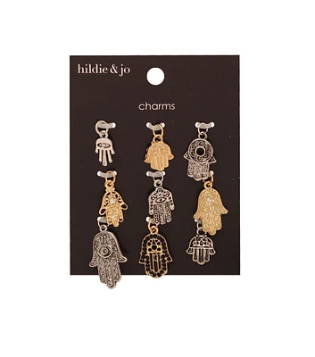 9pc Silver & Gold Hamsa Hand Charms by hildie & jo