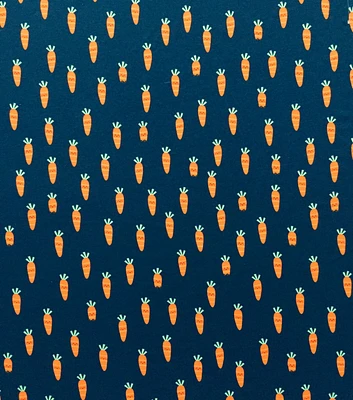 Easter Carrots on Navy Jersey Knit Fabric by POP!